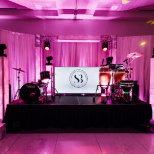 TV DJ BOOTH WITH PHOTO MONTAGE